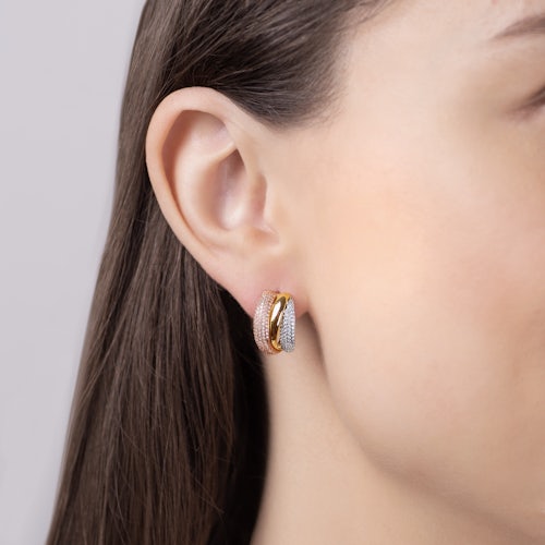 Kolczyki Savicki: trzykolorowe złoto, diamenty